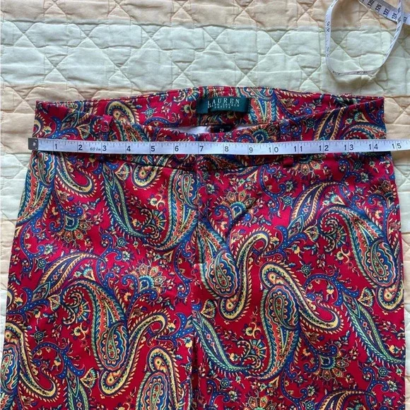 Lauren Ralph Lauren Red Paisley Dress Pants, Women's Size 2P - Picture 7 of 9